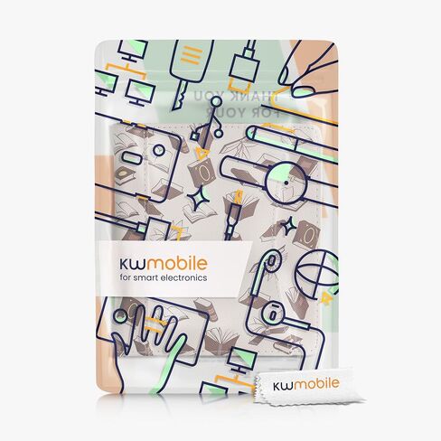 حافظة kwmobile متوافقة مع Onyx Boox Leaf 2 - غطاء جلد PU مع إغلاق مغناطيسي، حزام، جيب أمامي - فتاة وكتب أسود/بيج in Kuwait