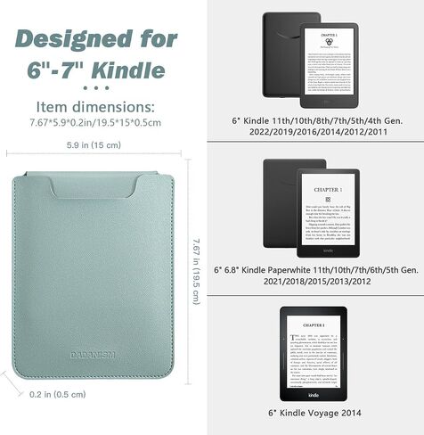 Sleeve Case for 6.8 Inch Kindle Paperwhite 11th/10th Gen 2021/2018, 6" Kindle 11th Gen 2022/10th Gen 2019/8th Gen 2016, Protective Pouch Bag Case for 6" Kobo/Nook eBook, Blue in Saudi Arabia