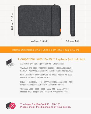 Inateck MacBook Pro 16 Inch Case, 360° Protective Laptop Bag for 16-inch MacBook Pro M3/M2/M1 Pro/Max 2023-2019, 15-inch MacBook Pro 2015/Surface Book 2/Laptop 3, Water-Resistant MacBook Bag, Black in Saudi Arabia