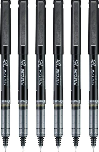 Pilot, Precise V5 RT Refillable & Retractable Rolling Ball Pens, Extra Fine Point 0.5 mm, Black, Pack of 6 in Saudi Arabia