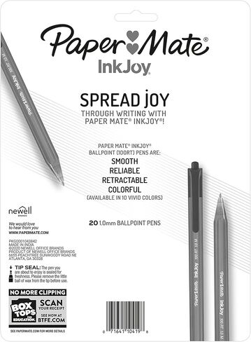 Paper Mate InkJoy 100RT Retractable Ballpoint Pens, Medium Point (1.0mm), Assorted, 20 Count in Saudi Arabia