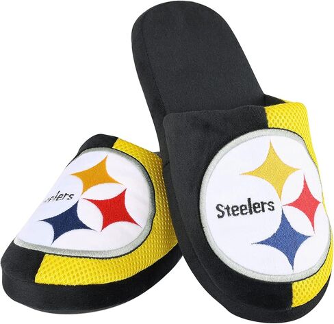 FOCO Men's NFL Team Logo Staycation Plush House Shoes Slide Slippers in Saudi Arabia