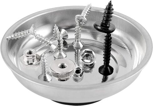 علبة مغناطيسية | علبة الأجزاء المغناطيسية المستديرة | صينية مغناطيسية 6 بوصة للميكانيكي | الفولاذ المقاوم للصدأ مثالي في المرآب والمنزل وبناء الشدات والمسامير والصواميل والأجزاء الصغيرة in Kuwait