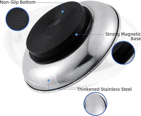 علبة مغناطيسية | علبة الأجزاء المغناطيسية المستديرة | صينية مغناطيسية 6 بوصة للميكانيكي | الفولاذ المقاوم للصدأ مثالي في المرآب والمنزل وبناء الشدات والمسامير والصواميل والأجزاء الصغيرة in Kuwait
