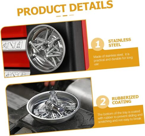 علبة مغناطيسية | علبة الأجزاء المغناطيسية المستديرة | صينية مغناطيسية 6 بوصة للميكانيكي | الفولاذ المقاوم للصدأ مثالي في المرآب والمنزل وبناء الشدات والمسامير والصواميل والأجزاء الصغيرة in Kuwait