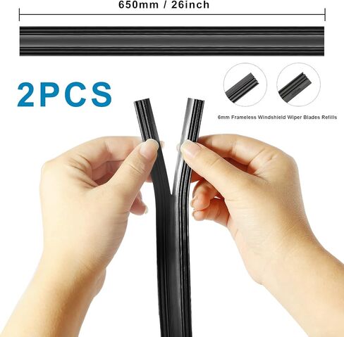 شفرات ممسحة الزجاج الأمامي مقاس 26 بوصة تُعبأ من السيليكون بدون إطار شفرات مساحات 6 مم in Kuwait