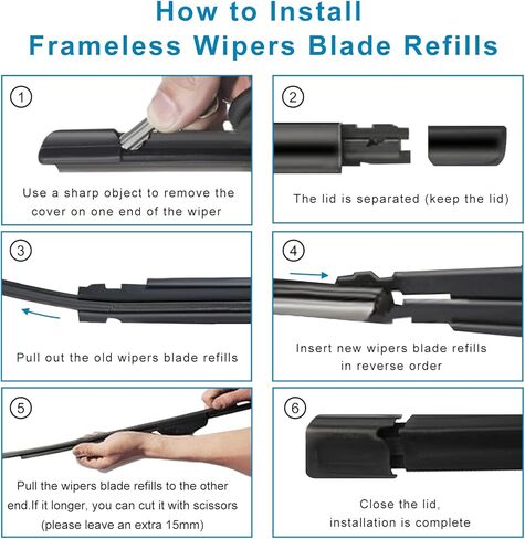 شفرات ممسحة الزجاج الأمامي مقاس 26 بوصة تُعبأ من السيليكون بدون إطار شفرات مساحات 6 مم in Kuwait