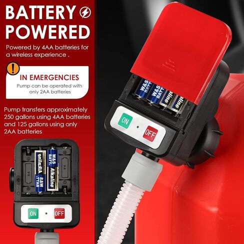 FPOWER Automatic Fuel Transfer Pump - AA Battery-Powered, Gas Pump With Quick Flow Control & Stop And Powerful 2.4 GPM Flow Rate for Oil, Diesel, Gasoline in Saudi Arabia