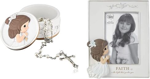 Precious Moments Communion Rosary with Box | Faith is The Light That Guides You Resin Box with Rosary | Communion Gift (Girl) in Saudi Arabia