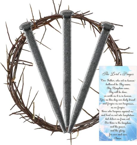 Sosation 5 Pcs Crown of Thorns Set Include 1 Pc Christian Easter 8 in Crown of Thorn and 3 Pcs Crucifixion Nails with Prayer Request Card for Easter Wreath Jesus Christ Decor in Saudi Arabia