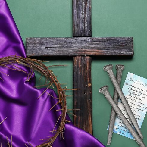 Sosation 5 Pcs Crown of Thorns Set Include 1 Pc Christian Easter 8 in Crown of Thorn and 3 Pcs Crucifixion Nails with Prayer Request Card for Easter Wreath Jesus Christ Decor in Saudi Arabia