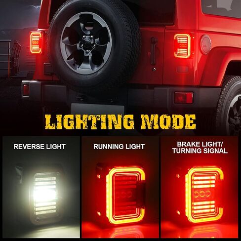 مصابيح خلفية LED AUDEXEN متوافقة مع Jeep Wrangler JK JKU 2007-2018، عدسات مدخنة بتصميم فريد على شكل C، مصابيح عكسية 20 وات، EMC مدمجة، متوافقة مع DOT، قطعتان in Kuwait