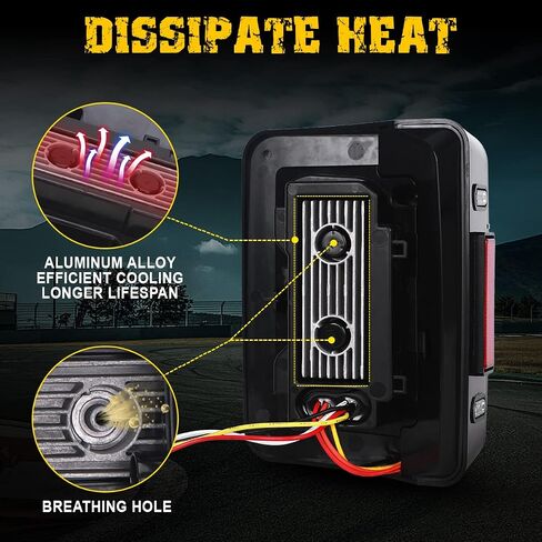 مصابيح خلفية LED AUDEXEN متوافقة مع Jeep Wrangler JK JKU 2007-2018، عدسات مدخنة بتصميم فريد على شكل C، مصابيح عكسية 20 وات، EMC مدمجة، متوافقة مع DOT، قطعتان in Kuwait