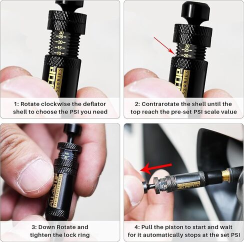 ALL-TOP Adjustable Auto-Stop Tire Deflator Valve Kit (10-30 PSI) 4 PCS Screw-on Tyre Air Down Tool for Offroad 4x4 in Saudi Arabia