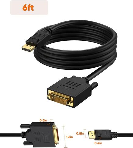 CableCreation DisplayPort إلى كابل DVI 6FT، كابل DVI إلى DP، DVI إلى محول DisplayPort ذكر إلى ذكر، 1080P 60 هرتز Full HD مطلي بالذهب DVI إلى كابل DisplayPort 6 أقدام in Saudi Arabia