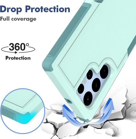 for Samsung Galaxy S22 Ultra Case: Dual Layer Protective Heavy Duty Cell Phone Cover Shockproof Rugged with Screen Protector - Military Protection Bumper Tough - Samsung Galaxy S22 Ultra 5G, Black in Saudi Arabia