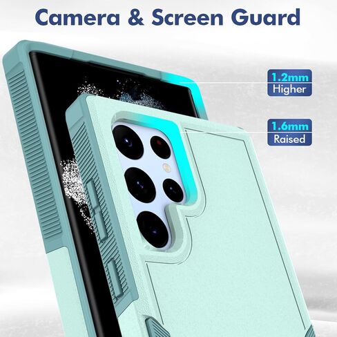 for Samsung Galaxy S22 Ultra Case: Dual Layer Protective Heavy Duty Cell Phone Cover Shockproof Rugged with Screen Protector - Military Protection Bumper Tough - Samsung Galaxy S22 Ultra 5G, Black in Saudi Arabia