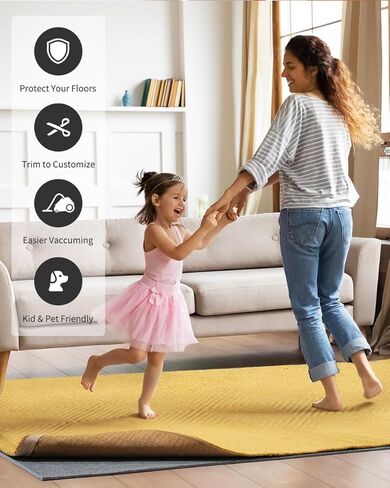 2x3 Double Sided Non Slip Rug Pad Gripper - 1/4" Thick Felt Mat Carpet Padding for Runner Rugs and Hardwood Floors, Non Skid Under Rug Pads Safe for All Floors and Rugs in Saudi Arabia