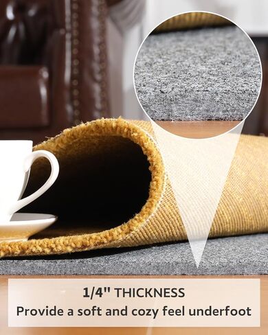 2x3 Double Sided Non Slip Rug Pad Gripper - 1/4" Thick Felt Mat Carpet Padding for Runner Rugs and Hardwood Floors, Non Skid Under Rug Pads Safe for All Floors and Rugs in Saudi Arabia