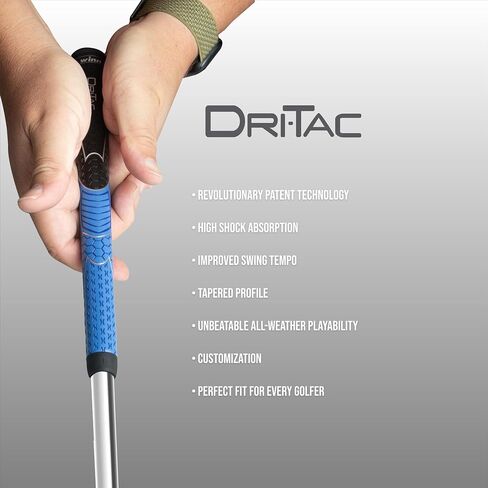 قبضة جولف متوسطة الحجم من WINN DRI-TAC، راحة مبطنة وغير قابلة للانزلاق، راحة لا تصدق وممتصة للرطوبة، فوائد امتصاص الصدمات من أجل اللعب بدون ألم، تقنية AVS، محاذاة اليد وضغط قبضة أخف، إمكانية اللعب في جميع الأحوال الجوية، بوليمر ممتاز in Kuwait