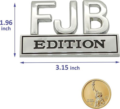 2 حزمة FJB Edition Emblem 3D Fender Badge صائق استبدال شاحنة السيارة للمركبات العالمية والسيارات والشاحنات وسيارات الدفع الرباعي كروم أسود in Kuwait