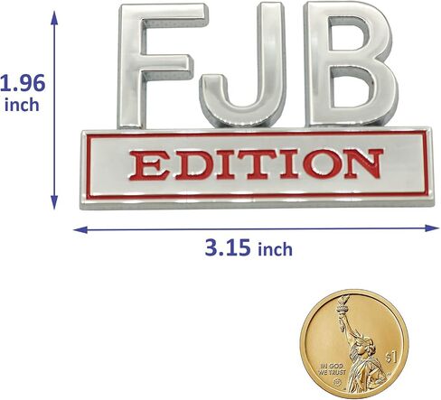2 حزمة FJB Edition Emblem 3D Fender Badge صائق استبدال شاحنة السيارة للمركبات العالمية والسيارات والشاحنات وسيارات الدفع الرباعي كروم أسود in Saudi Arabia