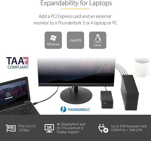 StarTech.com Thunderbolt 3 PCIe Expansion Chassis, External Enclosure W/Dual PCI Express Slots, PCIe Box for Laptops/Desktops/All-in-Ones, 8K/4K Output Via TB3/DP 1.4 (2TBT3-PCIE-ENCLOSURE) in Saudi Arabia