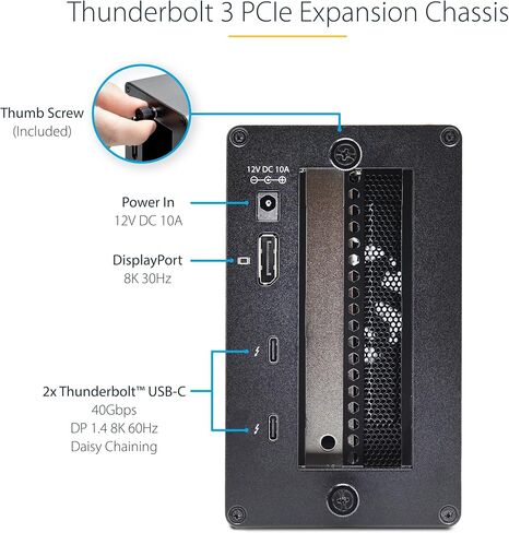 StarTech.com Thunderbolt 3 PCIe Expansion Chassis, External Enclosure W/Dual PCI Express Slots, PCIe Box for Laptops/Desktops/All-in-Ones, 8K/4K Output Via TB3/DP 1.4 (2TBT3-PCIE-ENCLOSURE) in Saudi Arabia