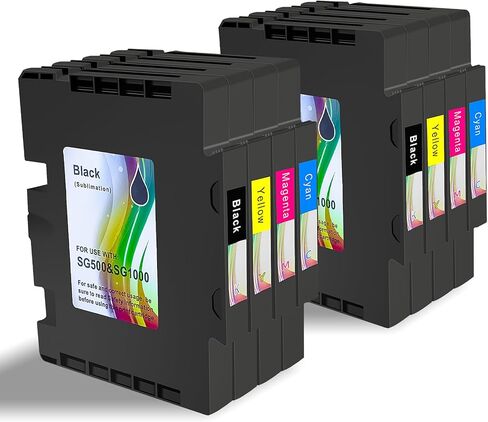 خرطوشة حبر محدثة متوافقة مع طابعة Sawgrass Virtuoso SG500 SG1000، خرطوشة حبر SG500 SG1000 مطورة 3.03 SG500 SG1000 خرطوشة حبر - 2 أسود، 2 سماوي، 2 أرجواني، 2 أصفر - 8 عبوات in Kuwait