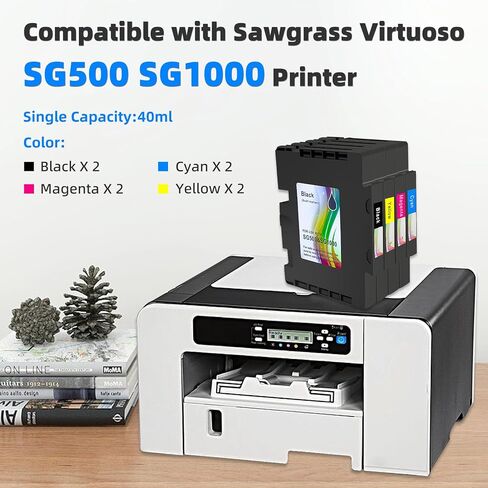 خرطوشة حبر محدثة متوافقة مع طابعة Sawgrass Virtuoso SG500 SG1000، خرطوشة حبر SG500 SG1000 مطورة 3.03 SG500 SG1000 خرطوشة حبر - 2 أسود، 2 سماوي، 2 أرجواني، 2 أصفر - 8 عبوات in Kuwait