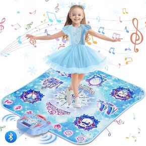 Double Dance Mat for Kids, Single & Double Players Electronic Dance Pad with Light-up12-Button Wireless Bluetooth, LED Light 5 Game Modes Christmas Birthday Gift for Girls Boys Ages 3 4 5 6 7 8 8-12
