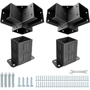Eapele Pergola Kit Corner Brackets for 4x4(3.5inchx3.5inch) Wood Posts, Powder Coated Steel Made, 3-Way 90°Angle for Hunting Blind, Deer Stand