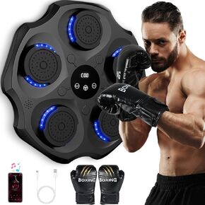 Music Boxing Machine with Boxing Gloves, Boxing Machine, Wall Mounted Smart Bluetooth Punching Trainer, Boxing Target for Adults & Kids for Home, Indoor and Gym