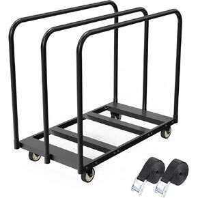 Folding Table Cart, Table Dolly With Braking Caster To Store And Move Folding Round Table Heavy Duty Panel Dolly For 10 Table Capacity With Gift - Tie-Down Staps And EVA Mats Easy To Roll And Assemble
