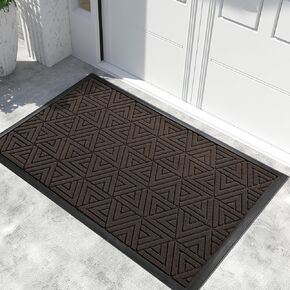 Yimobra Door Mat Outdoor Entrance, Heavy Duty Sturdy Front Welcome matt for Outside Home Entry, Back Patio Floor Porch Garage Office, Low Profile, Easy Clean, Waterproof, 29.5 x 17, Black