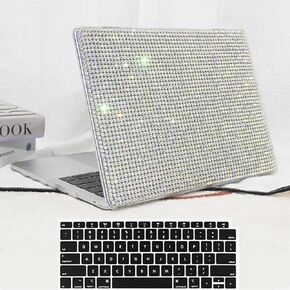 Compatible with MacBook Air 13 Inch Case with Touch ID 2021 2020 2019 2018, Model A2337 M1 A2179 A1932, Classic Braided Pattern Hard Plastic Case with Keyboard Cover & Screen Protector, White