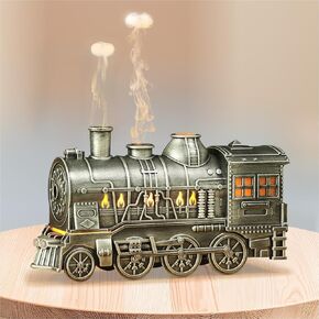 Essential Oil Diffuser,300ml Train Diffuser,Train Humidifier,Remote Control,Cool Mist Humidifier with 2 Light 2 Mist Mode,Auto Shut-Off for Home Office Hotel Kids Bedroom (Small Train Silvery)