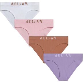 Girls' Underwear - 4 Pack Seamless Soft Ribbed Bikini Underwear Panties for Girls (7-16)