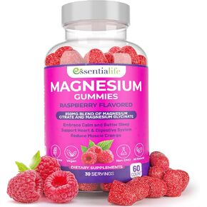 Magnesium Gummies 2 Packs Essentialife 100mg Per Serving - Blend of Magnesium Citrate & Magnesium Glycinate - Supports Healthy Digestion - Stay Calm & Energetic with Magnesium Supplements for Sleep