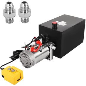 3 Quart Hydraulic Pump, Hydraulic Power Unit 12V DC Double Acting Dump Trailer Pump Plastic Reservoir for Dump Trailer Car Lifting Platforms & Industrial