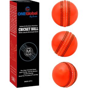 Soft Rubber Cricket Ball for Practice | Outdoor & Indoor Cricket Ball with Soft Core & Stitched Seam | Realistic Feel, True Bounce & Swing for Practice, Coaching, Honing Skills & Family Fun in Saudi Arabia