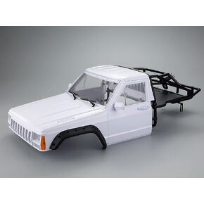 RC Crawler Body Cab & Back-Half Cage Body Shell for 1/10 RC Crawler TRX4 SCX10 90046 AT4 Redcat GEN 8 Scout II (Yellow)