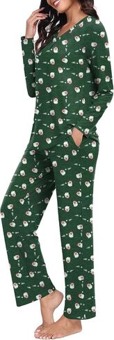 Anydeer Women Pajama Sets Long Sleeve Loungewear Fall 2 Piece Sleepwear Top Pjs Pants With Pockets in Saudi Arabia