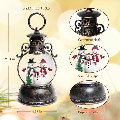 Christmas Snow Globes, Christmas Snow Lantern with 8 Songs, 6H Timer Battery & USB Powered Glitter Music Box for Christmas Table Decorations Home Decor in Kuwait