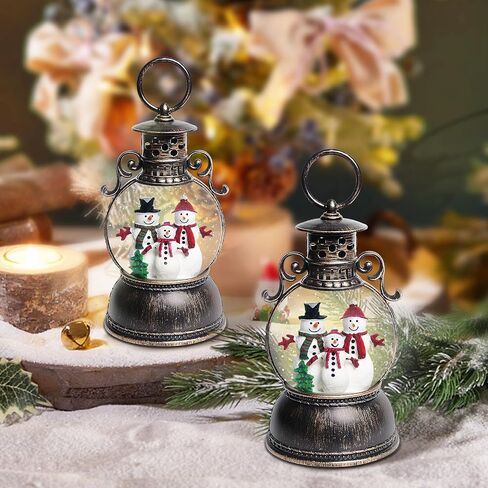 Christmas Snow Globes, Christmas Snow Lantern with 8 Songs, 6H Timer Battery & USB Powered Glitter Music Box for Christmas Table Decorations Home Decor in Kuwait