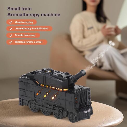 Essential Oil Diffuser,300ml Train Diffuser,Train Humidifier,Remote Control,Cool Mist Humidifier with 2 Light 2 Mist Mode,Auto Shut-Off for Home Office Hotel Kids Bedroom (Small Train Silvery) in Saudi Arabia