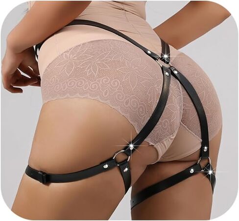 Leather Belly Waist Chain Belt Punk Body Harness for Women Fashion Leg Garter Chain Thigh Belt Rave Body Jewelry Accessories in Saudi Arabia