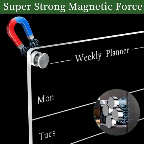 2 Pcs Magnetic Acrylic Calendar for Fridge,16"x12" Clear Acrylic Magnetic Dry Erase Planning Board Calendar for Refrigerator with 7 Colorful Highlight Markers,Magnetic Pen Holder and EVA Eraser/Towel in Saudi Arabia