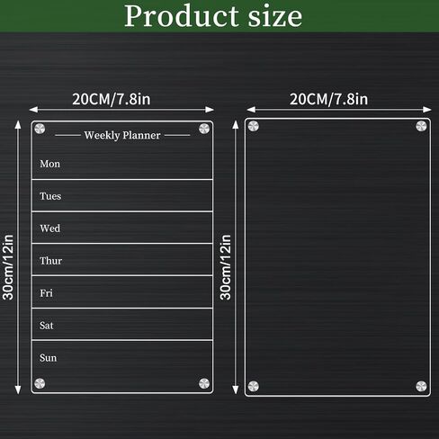 2 Pcs Magnetic Acrylic Calendar for Fridge,16"x12" Clear Acrylic Magnetic Dry Erase Planning Board Calendar for Refrigerator with 7 Colorful Highlight Markers,Magnetic Pen Holder and EVA Eraser/Towel in Saudi Arabia