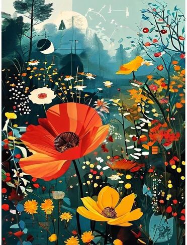 LWZAYS Paint by Number Kit for Adults Canvas, Flower DIY Acrylic Oil Painting Paint by Numbers Kit on Canvas,Flower Paint by Numbers Kits Drawing Paintworks for Home Decor Gifts Without Frame,16x20in in Saudi Arabia